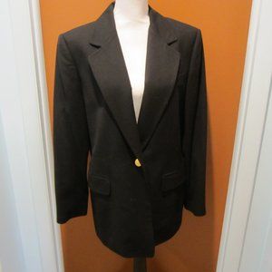 TALBOTS Women's Black Wool Blazer With Gold Buttons, Size 14